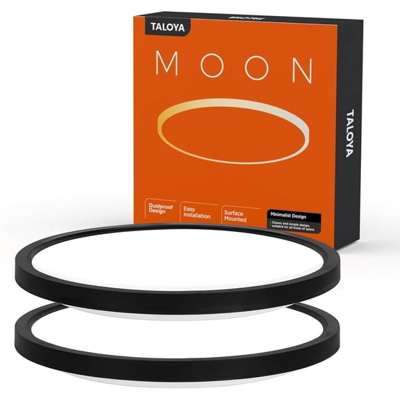 TALOYA 2 Pack of Black 10 Inch LED Ceiling Light Fixture Flush Mount for Closet Porch, 5 CCT Options, Energy Efficient Ceiling Fixture 20W Equivs to 120W Traditional Lamp Perfect for Low Ceiling