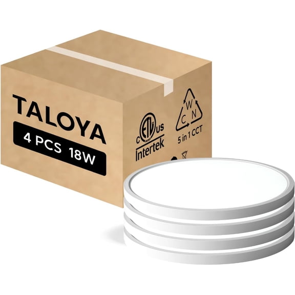 TALOYA Flush Mount Ceiling Light,4 Pack,10 Inch,18W,5000K Daylight Super Slim LED Ceiling Light for Bedroom, Living Room, Kitchen, Laundry and Hallway