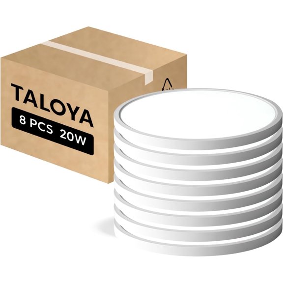 TALOYA Flush Mount Ceiling Light,8 Pack,12 Inch,20W,5000K Daylight Super Slim LED Ceiling Light for Bedroom, Living Room, Kitchen, Laundry and Hallway