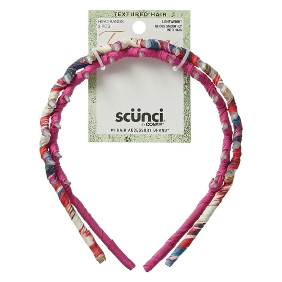 Scunci x Tamera Mowry Housley Wide-Tooth Comb Headbands, Multicolor, 2 Count