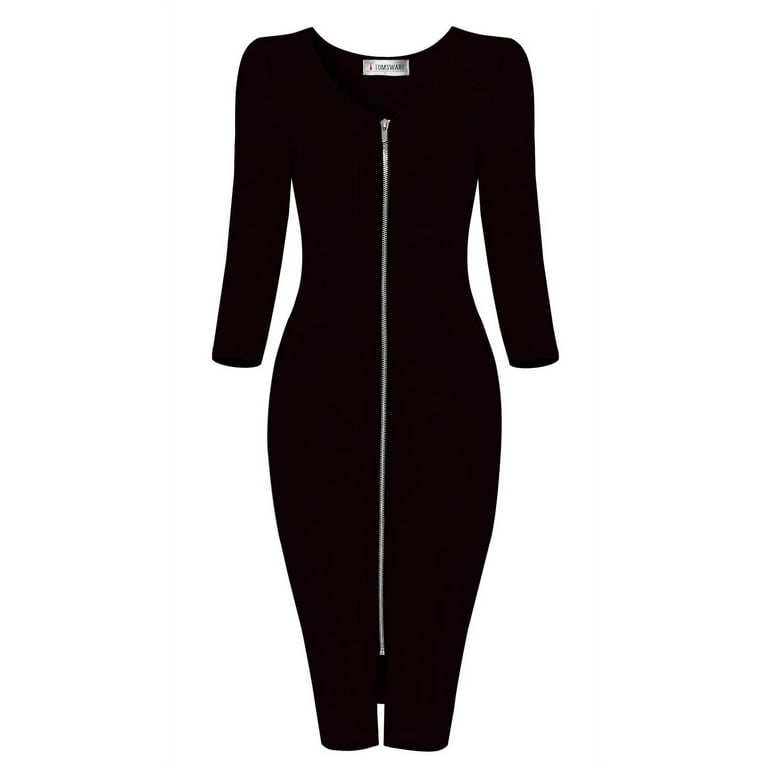 Front zipper best sale midi dress