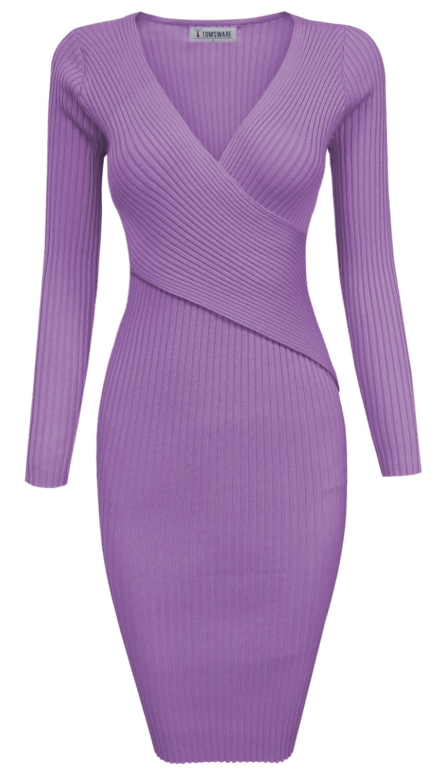 TAM WARE Womens Stylish Surplice Wrap Bodycon Knit Midi Dress TWCWD157 ...
