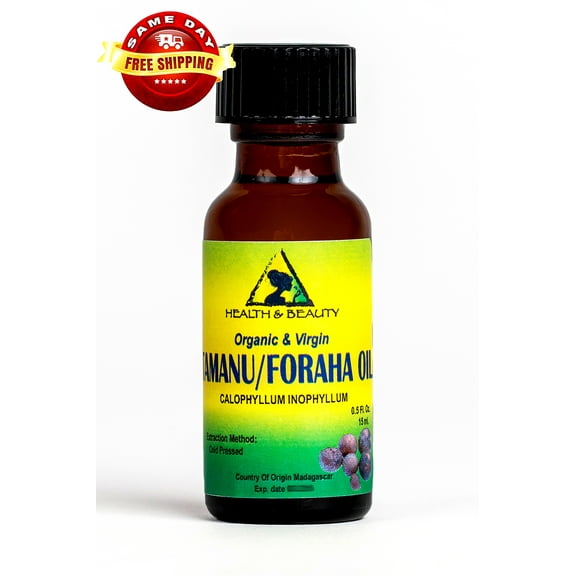 TAMANU / FORAHA OIL ORGANIC UNREFINED COLD PRESSED PURE 0.5 OZ in GLASS BOTTLE