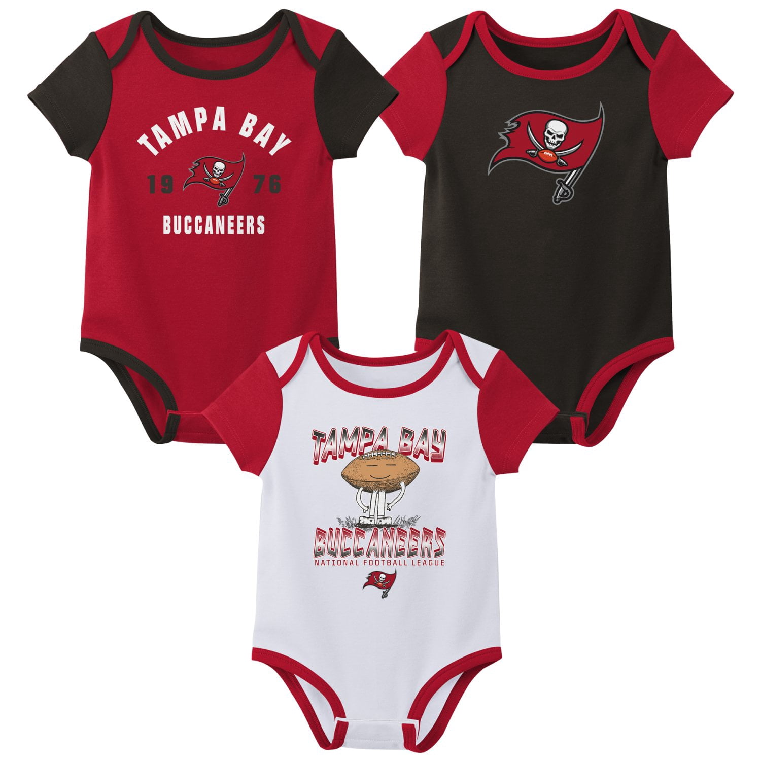 TAMPA BAY BUCCANEERS NFL Infant Boys 3 Pack Onesie Game Day Fan Apparel