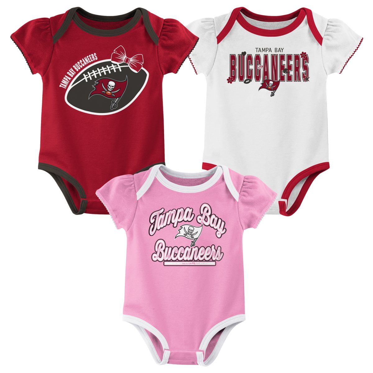 TAMPA BAY BUCS Infant Tm1&2 Color Cotton Short Sleeve Onesie 3PK Girl - Walmart.com