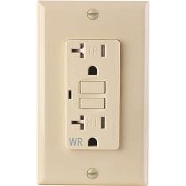 TAMPER AND WEATHER RESISTANT GFCI RECEPTACLE, IVORY, NEMA 520R, 120