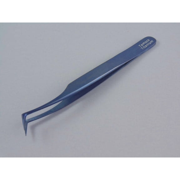 TAMSCO 6-Inch Angled Tweezers Stainless Steel Angled Tip Serrated Tip