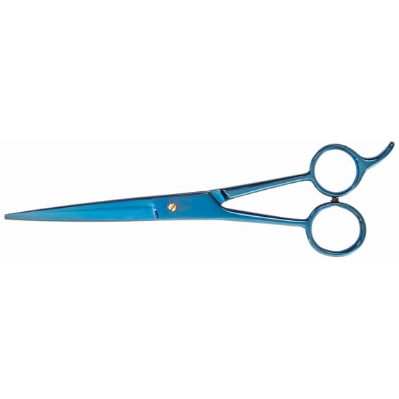 TAMSCO Genuine Japanese Stainless Steel Scissor 7.5-Inch Blue Coated Semi-Convex Edge Japanese Stainless Steel Blue Plasma Finish Micro Serrated Blades Has Gold Screw