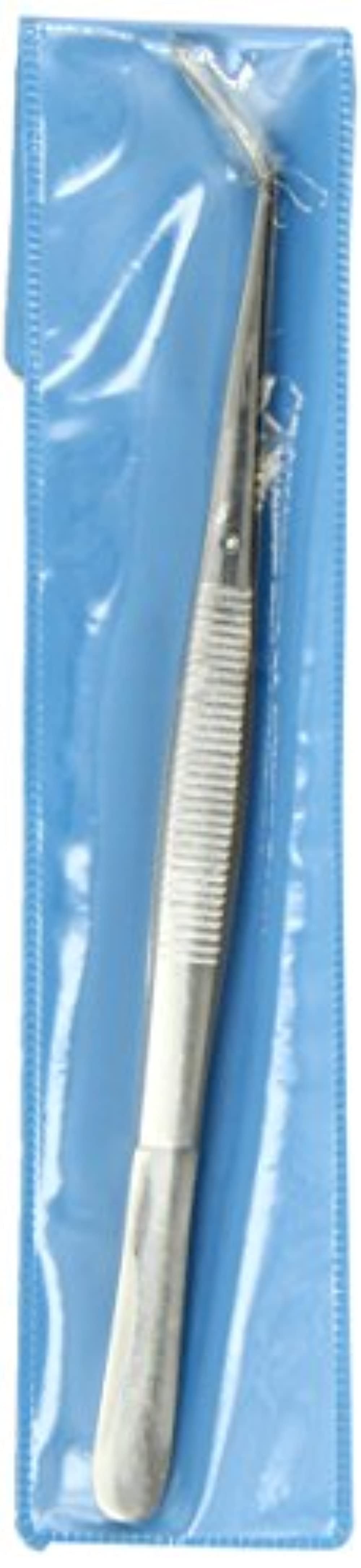 TAMSCO Tick Tweezers 6-Inch Bent Stainless Steel Bent Serrated Tip