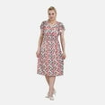 thumbnail image 1 of TAMSY Multi Ikat Smocked Waist Midi Dress Flutter Sleeves - One Size Fits Most Birthday Christmas Gifts, 1 of 8