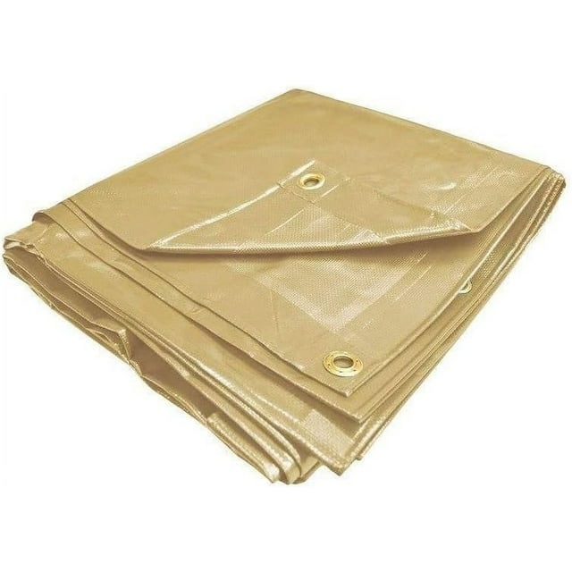 TAN Premium 24 MIL Vinyl TARP Extreme Heavy Duty PVC TARP (Choose Your Size) (10X20)