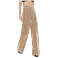 thumbnail image 1 of TANBOM Autumn And Winter Light Luxury Elegant Temperament Gold Velvet Drape Loose High Waist Wide Leg Pants Women Khaki M, 1 of 1