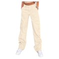 thumbnail image 1 of TANBOM Fall Women'S High Waist Six Pocket Casual Cargo Straight Leg Pants Apricot S, 1 of 1
