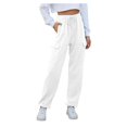 thumbnail image 1 of TANBOM Fall Womens Casual Home Comfortable Loose Jogging Button Pocket Sweatpants White XL, 1 of 1