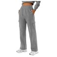 thumbnail image 1 of TANBOM Lining Wool Sports Multi-Pocket Casual Loose Wide Leg Pants Overalls Straight Leg Dark Grey S, 1 of 1