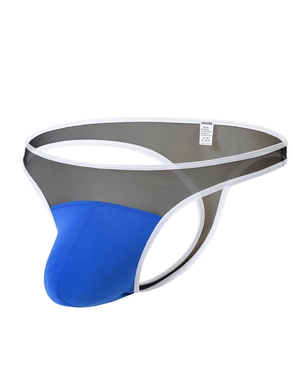 Men Comfortable Briefs Soft Bulge Pouch Breathable Underpants Blue L