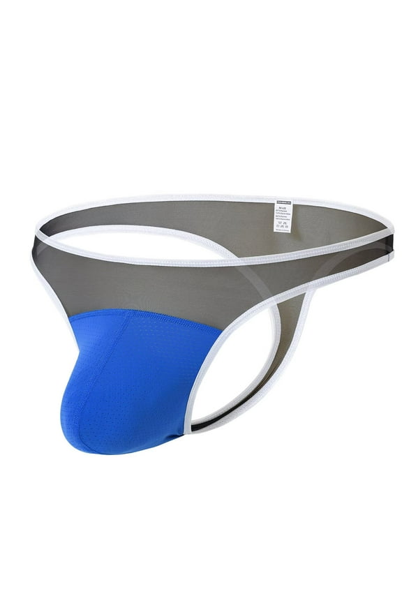 Men Comfortable Briefs Soft Bulge Pouch Breathable Underpants Blue M