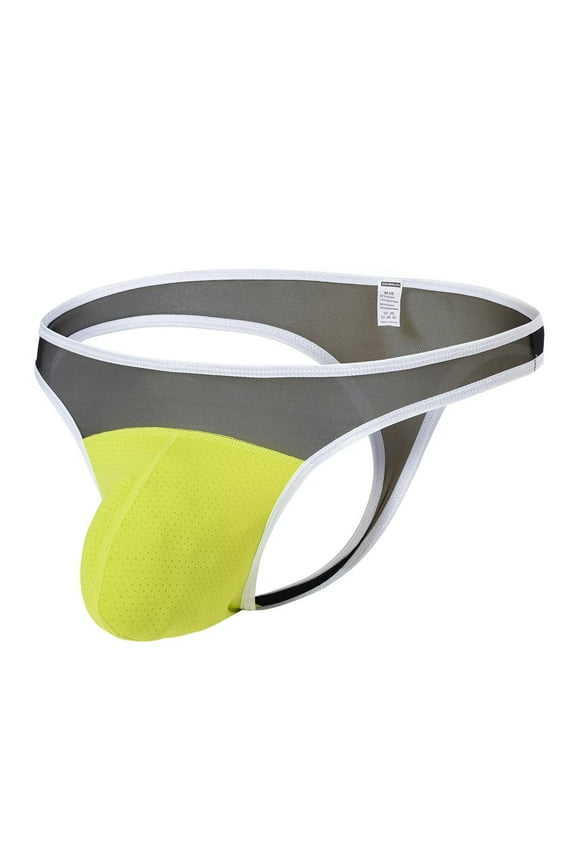 Men Comfortable Briefs Soft Bulge Pouch Breathable Underpants Yellow L