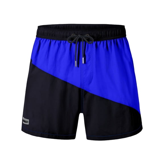 TANBOM Men's 3-Inch Color Block Polyester Beach Shorts with Pockets, Black 1-Pack S