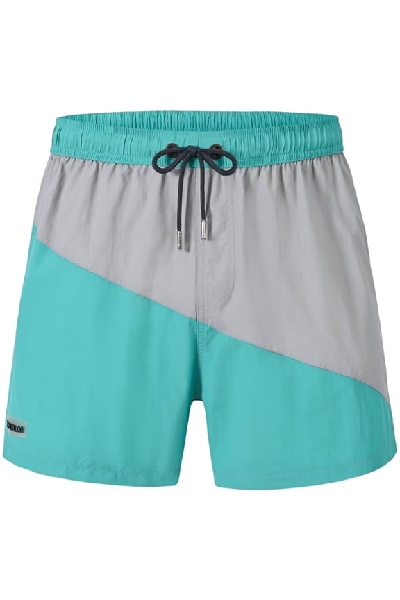 Men's 3-Inch Color Block Polyester Beach Shorts with Pockets, Green 1-Pack 3XL