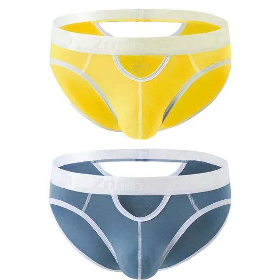 TANBOM Men's Backless Briefs Bamboo Viscose Underwear Orange/Blue XL 2-Pack