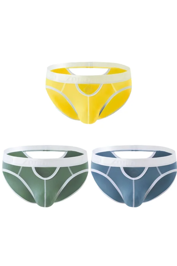 Men's Backless Briefs Bamboo Viscose Underwear Orange/Green/Blue L 3-Pack