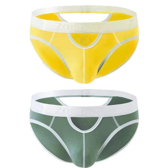 TANBOM Men's Backless Briefs Bamboo Viscose Underwear Orange/Green XXL 2-Pack