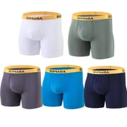 TANBOM Mens Bamboo Viscose Boxer Briefs Underwear - Soft, Breathable & Contour Pouch 5Pack Multi01 L
