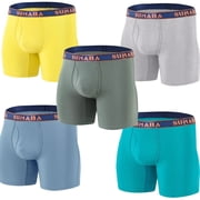 TANBOM Mens Bamboo Viscose Boxer Briefs Underwear - Soft, Breathable & Contour Pouch 5Pack Multi02 M