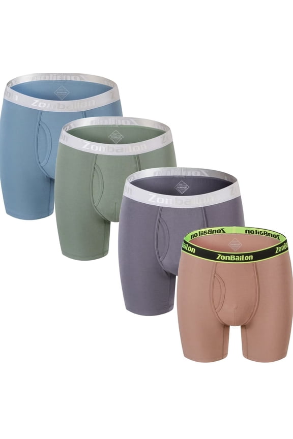 Men's Bamboo Viscose Bulge Pouch Long Leg Boxer Briefs Breathable Comfort Multi Pack 3XL