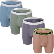 TANBOM Mens Bamboo Viscose Bulge Pouch Long Leg Boxer Briefs Breathable Comfort Multi Pack M
