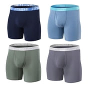 TANBOM Men's Bamboo Viscose Long - Leg Boxer Briefs Breathable Bulge Enhancing Design Multi Pack L
