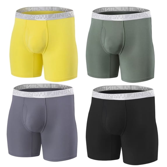 TANBOM Men's Bamboo Viscose Long - Leg Boxer Briefs Breathable Bulge Enhancing Design Multi Pack M