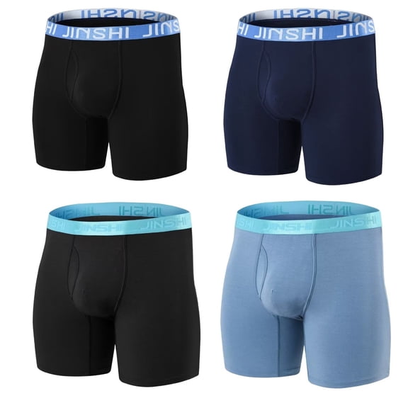 TANBOM Men's Bamboo Viscose Long - Leg Boxer Briefs Breathable Bulge Enhancing Design Multi Pack XL