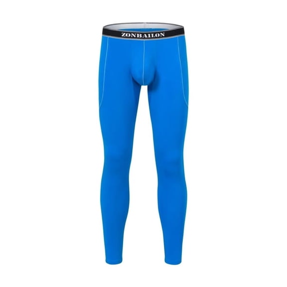 TANBOM Men's Bamboo Viscose Thermal Pants Comfortable Warm Stylish Elasticity Breathability Blue M