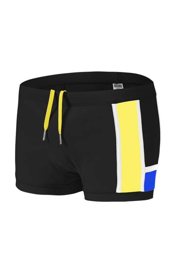 Men's Boxer Briefs Low Rise Swim Trunks with Contoured Pouch, Black, 1-Pack, M