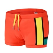 TANBOM Men's Boxer Briefs Low Rise Swim Trunks with Contoured Pouch, Orange, 1-Pack, L