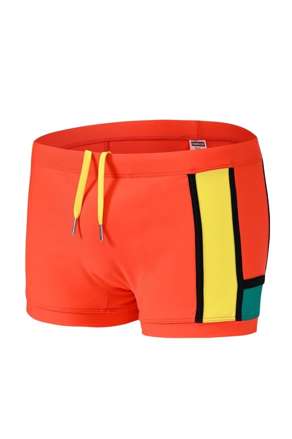 Men's Boxer Briefs Low Rise Swim Trunks with Contoured Pouch, Orange, 1-Pack, S