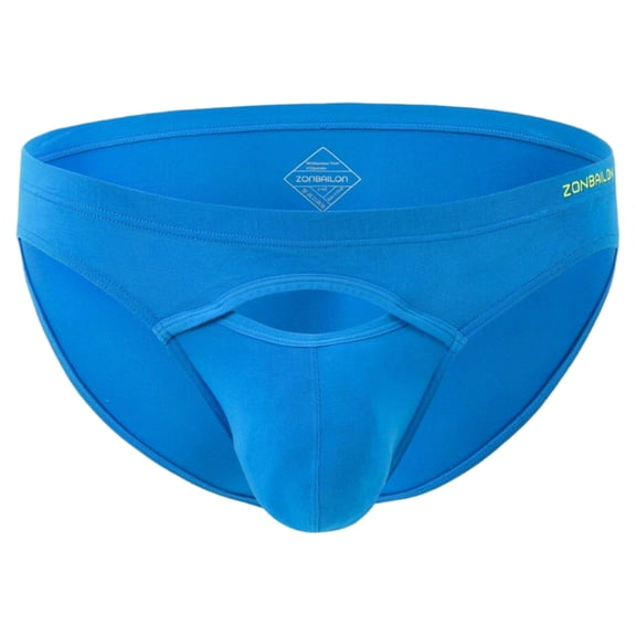 TANBOM Men's Breathable Low Rise Front Open Contoured Pouch Brief Underwear, Blue, 1-Pack, M