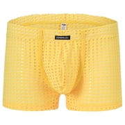 TANBOM Men's Breathable Mesh Boxer Briefs Underwear, Yellow, 1-Pack, 2XL