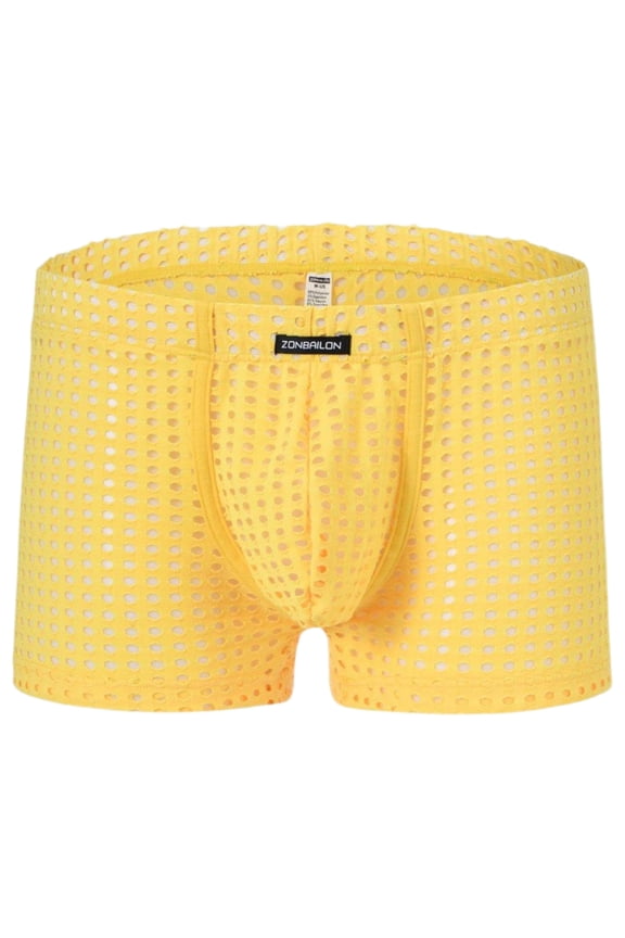 Men's Breathable Mesh Boxer Briefs Underwear, Yellow, 1-Pack, 2XL