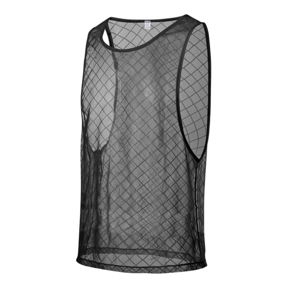 TANBOM Men's Breathable Mesh Fishnet Workout Sleeveless Tank Top, Black, 1-Pack, M