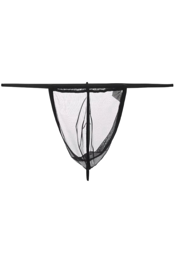Men's Breathable Mesh Low Rise Contoured Pouch Thong Underwear, Black, 1-Pack, L