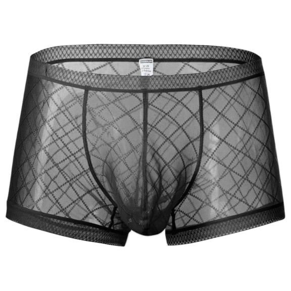 TANBOM Men's Breathable Nylon Mesh Boxer Briefs Underwear, Black, 1-Pack, M