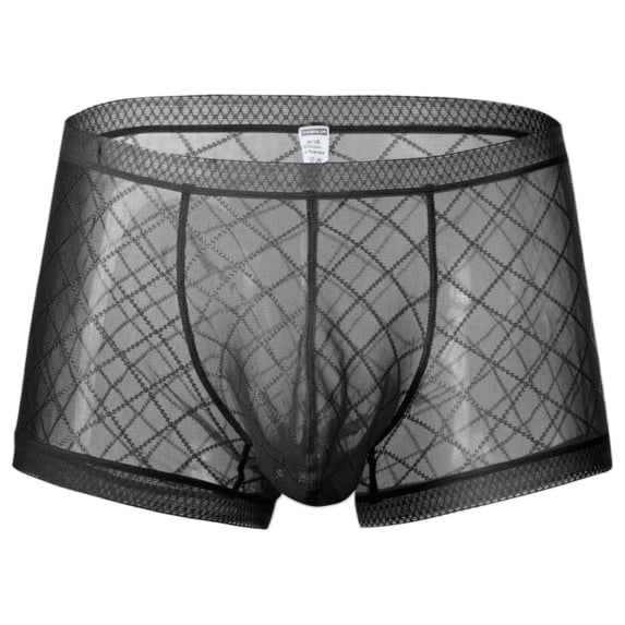 TANBOM Men's Breathable Nylon Mesh Boxer Briefs Underwear, Black, 1-Pack, M