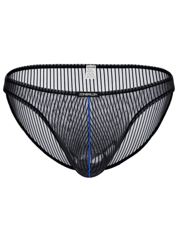 Men's Breathable Nylon Mesh Triangle Brief Underwear, Black, 1-Pack, M