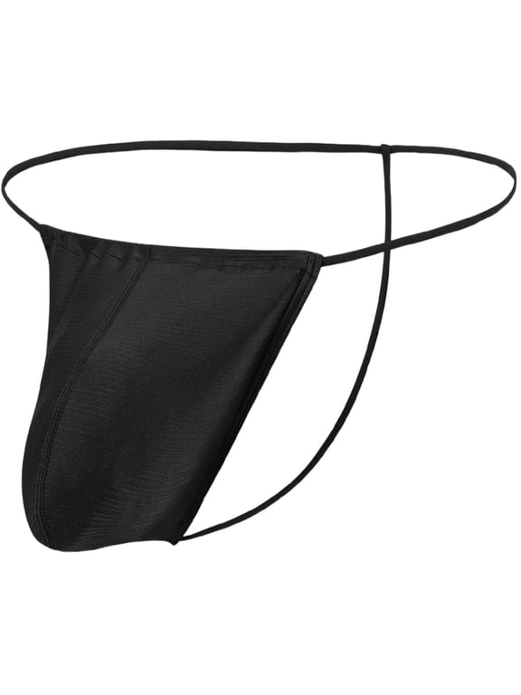 Men's Nylon Thin Waistband Low Rise Thong Underwear, Black, 1-Pack, M