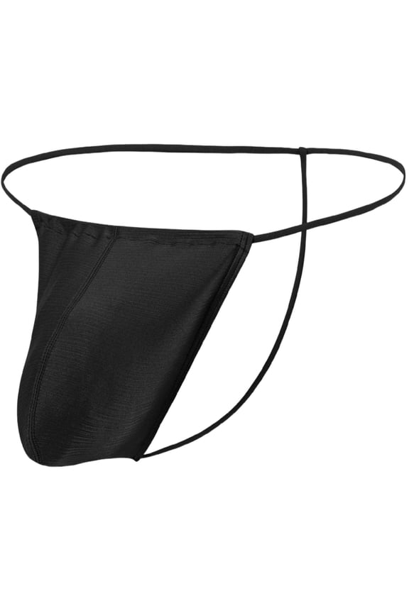 Men's Nylon Thin Waistband Low Rise Thong Underwear, Black, 1-Pack, M