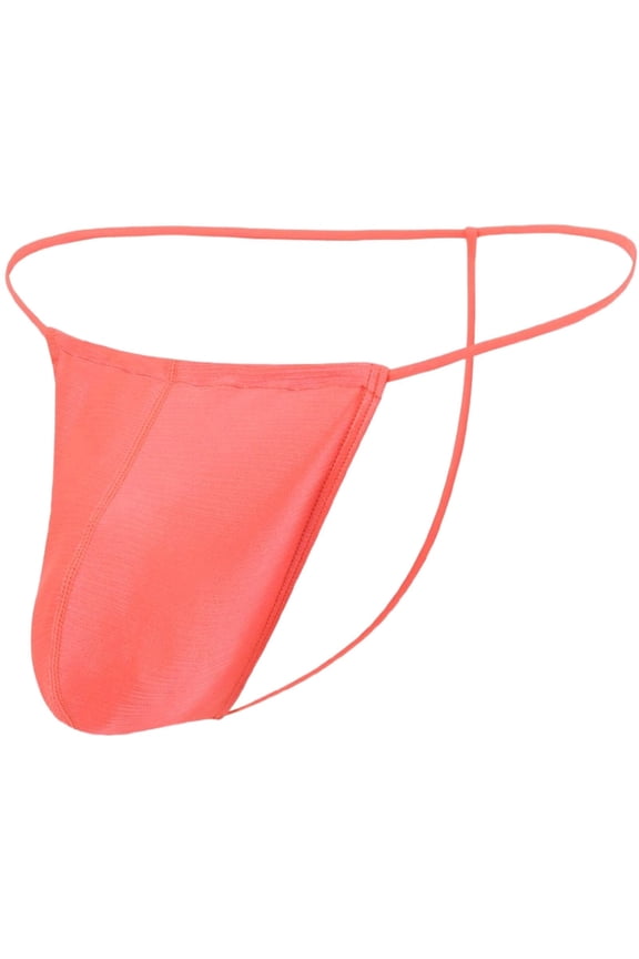 Men's Nylon Thin Waistband Low Rise Thong Underwear, Orange, 1-Pack, L