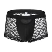 TANBOM Mens Bulge Enhancing Boxer Briefs Mesh Transparent Underwear Black M 1-Pack